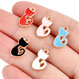 25pcs Dripping Oil CartoonJumping Kitten Alloy Jewelry Accessories DIY Handmade Accessories Rubber Band Earrings Pendants