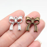 10pcs 20x18mm 2 Colors Antique Bronze Color Antique Silver Color Bow Charms For DIY Jewelry Making