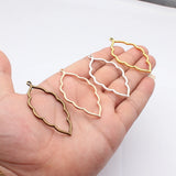 4pcs 65x34mm 4 Colors Kc Gold Color Hollow Leaf-Shaped Pendant