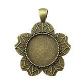 4pcs Fit 20mm Antique Bronze Color Round Flower Style Cameo Cabochon Base Setting For DIY Jewelry Making