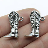 4pcs 26x20x8mm 2 Colors Antique Bronze Color Antique Silver Color 3D Cowboy Shoe Boots Charms For DIY Jewelry Making