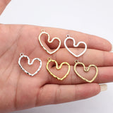20pcs 26x21mm 5 Colors Hammer Pattern Hollow Heart Charms For DIY Jewelry Making