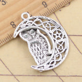 10 Uds. De dijes de estrella vikinga, Luna, Lobo, búho, 33x26mm, colgantes de Color plata tibetana, fabricación de joyería antigua, artesanía hecha a mano DIY