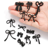 5-Piece Alloy Black Spray-Painted Bow Charm Pendants for DIY Jewelry Making Handmade Necklaces Earrings Accessories W597