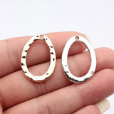 10pcs 31x22mm 2 Colors Antique Silver Color Kc Gold Color Hammered Oval Circle Charms For DIY Jewelry Making