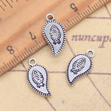 20 piezas dijes hoja fósil de pescado 17x9mm colgantes de Color plata antigua para hacer joyería tibetana hecha a mano DIY