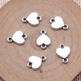 20 conectores de corazón de plata antigua de 9 x 12 mm para hacer joyas hechas a mano.