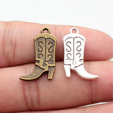 10pcs 25x16mm 2 Colors Antique Bronze Color Antique Silver Color Double-Sided Cowboy Boot Charm For DIY Jewelry Making