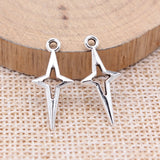 40Pcs/Lot  Silver Color 23x10mm Star Charm Shooting Stars Pendant Fit DIY Handmade Metal Alloy Jewelry Making Finding Supplies