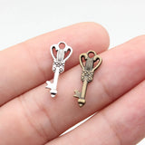 40pcs 19x7.6mm 2 Colors Antique Bronze Color Antique Silver Color Small Key Charms For DIY Jewelry Making