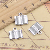 Colgantes de plata tibetana para fabricación de joyas, abalorios de 20 piezas, libro de la Santa Biblia, joyería antigua, artesanía hecha a mano, 15x15mm