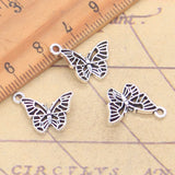 20 piezas dijes de mariposa 13x17mm colgantes de Color plata antigua para hacer joyería tibetana hecha a mano DIY