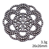 5pcs 26x26mm 3 Colors Antique Bronze Color Antique Silver Color Antique Gold Color Round Flower Charms