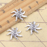 20 piezas dijes sol espiral sol tornillo 17x18mm colgantes de Color plata antigua fabricación DIY joyería tibetana hecha a mano