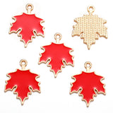 10Pcs Enamel Autumn Maple Leaf Charms Alloy for Earrings necklaces Pendants DIY Jewelry Making Findings Crafting 19*24mm W399