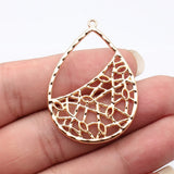 4pcs 47x34mm 4 Colors Hollowed-Out Teardrop Geometric Texture Earrings Pendant For DIY Jewelry Making