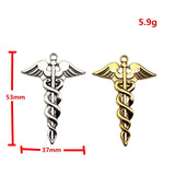 5pcs 53x37mm 2 Colors Antique Silver Color Antique Gold Color Medical Scepter Charms For DIY Jewelry Making