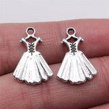 10pcs 13x20mm 2 Colors Antique Bronze Color Antique Silver Color Evening Dress Charms For DIY Jewelry Making