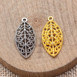 20pcs 27x12mm 2 Colors Antique Silver Color Gold Color Leaf Charms For DIY Jewelry Making