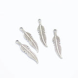 30 pcs 7 colors Feather Charms for Earring necklace Metal Pendant Fit bracelet necklace earring Jewelry making 27*6mm D320