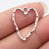 20pcs 26x20mm 3 Colors Antique Bronze Color Antique Silver Color Kc Gold Color Hammer Pattern Hollow Heart Charms
