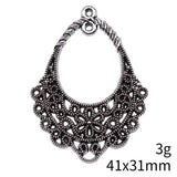 10 conectores geométricos de flores para pendientes, de 41 x 31 mm, color plata antigua, para hacer joyas hechas a mano.