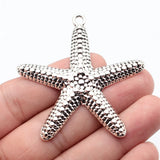 1pcs 66x60mm 2 Colors Antique Silver Color Kc Gold Color Starfish Charms For DIY Jewelry Making