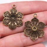10pcs 31x27mm 2 Colors Antique Bronze Color Antique Silver Color Flowers Charms For DIY Jewelry Making