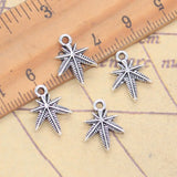 30 Uds. De dijes de hojas de arce, 15x11mm, colgantes de Color plata antigua, fabricación de joyería tibetana hecha a mano DIY