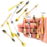 5pcs 5 Colors tableware Spoon fork Dining knife Charms DIY Jewelry Findings Pendants For Necklace Jewelry Making 60*7mm J491