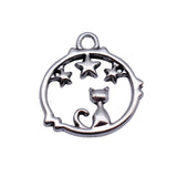 20pcs 18x17mm 5 Colors Hollowed-Out Cat Star Circle Charms For DIY Jewelry Making