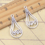 20 piezas dijes bombilla de lámpara 28x14mm colgantes de Color plata antigua fabricación DIY joyería tibetana hecha a mano