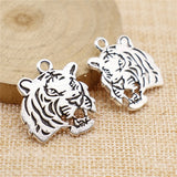 4pcs 27x24mm 2 Colors Antique Bronze Color Antique Silver Color Tiger Charms For DIY Jewelry Making