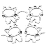20pcs 5colors Zinc alloy Filigree Stamping Pendants cat Hollow Metal Charms DIY Necklace earrings Jewelry Accessories 27mmx 25mm
