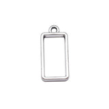 10pcs 24x11.5x4mm Antique Silver Color Hollow Geometric Glue Frame Series Small Rectangular Frame Jewelry Findings