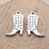 10pcs 25x16mm 2 Colors Antique Bronze Color Antique Silver Color Double-Sided Cowboy Boot Charm For DIY Jewelry Making