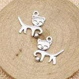 10pcs 19x18mm 2 Colors Antique Bronze Color Antique Silver Color Cat Charms For DIY Jewelry Making