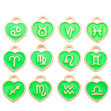 12 PCS/Lot 14x14mm 12 Constellation Charms Pendant Heart Enamel Charms Bracelet For Jewelry Making Handmade Craft Accessories