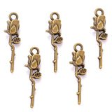 20pcs 7 Color rose Charm for Bracelet Necklace earring Pendant  DIY Handmade Jewelry Accessories 7*24mm Q1165