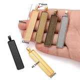 5pcs rectangle Necklace Charm DIY Setting Cabochon Cameo Base Tray Bezel Blank Fit 50*10mm Cabochons Jewelry Making 60*12mm C45