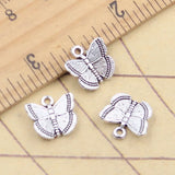 30 Uds dijes mariposa 12x12mm colgantes de Color plata antigua DIY hacer joyería tibetana hecha a mano