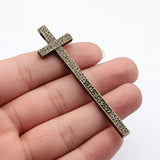 2pcs 81x22mm 2 Colors Antique Bronze Color Kc Gold Color Blessed Hammered Cross Charms For DIY Jewelry Making