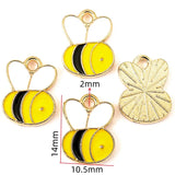 10pcs 20 styles Zinc alloy Metal Enamel bee honeycomb sunflower charm For Bracelet Necklace Key Chain Pendant DIY Jewelry Making