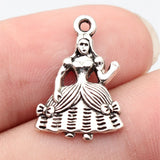 20pcs 21x14mm 2 Colors Antique Bronze Color Antique Silver Color Bow-Knot Dress Girl Charms For DIY Jewelry Making