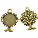2pcs Fit 30mm Antique Bronze Color Round Tree Style Cameo Cabochon Base Setting For DIY Jewelry Making Jewelry Findings