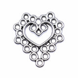 10pcs 26x24mm Antique Silver Color Hollow Love Earring Connector For DIY Jewelry Making Handmade Jewelry Findings