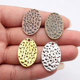 5pcs 30x20mm 4 Colors Hammered Oval Charms For DIY Jewelry Making