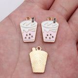 10pcs 21x15mm 2 Colors Light Pink Color Green Color Milk Tea Charms For DIY Jewelry Making