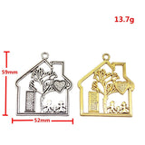 2pcs 59x52mm 2 Colors Antique Silver Color Gold Color Happy Home Charms For DIY Jewelry Making