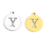 5pcs Stainless Steel Necklace Fashion Gold Color Initial Charms Metal Round A To Z Letters For Women Single Name Jewelry Gifts